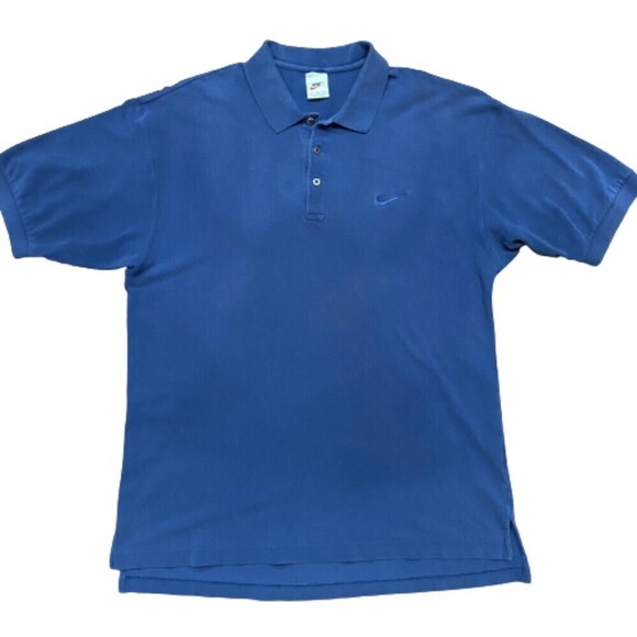 Nike Vintage White Tag Blue Tonal Cotton Polo Shirt Men's Size Large - Picture 8 of 8